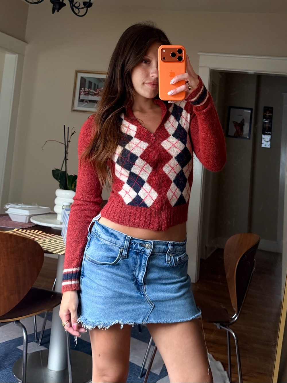 Urban Outfitters BDG Clarke Argyle Zip-Up Sweater